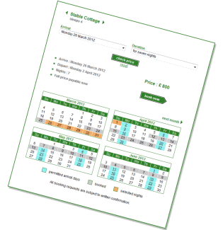Holiday cottage booking system calendar